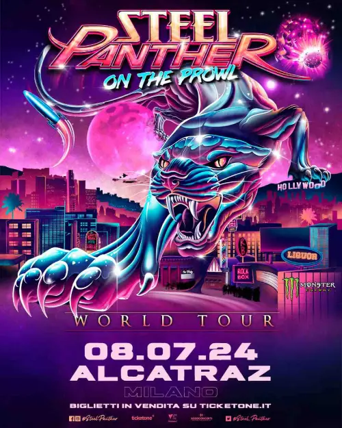 Manifesto del concerto degli Steel Panther a Milano nel mese di luglio del 2004